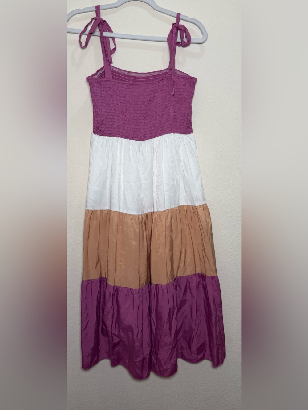 SHEIN Colorblock Tie Strap Midi Dress Large Cottagecore